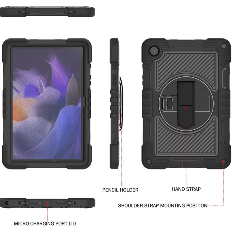 Samsung Galaxy Tab A9+ 360 Degree Rotation Silicone Case showcasing its durable design and stand functionality.